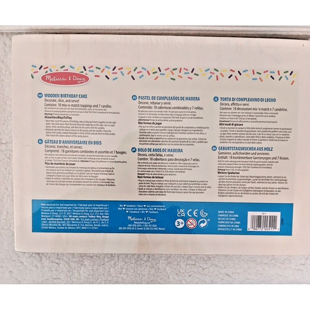 Melissa & Doug Wooden Birthday Cake Set New Toy play Set Socialization Educate - Picture 5 of 8